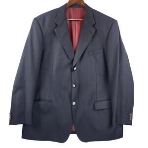 Firado 100% Wool Blazer Men 48L Navy Blue Handtailored Italy 3-Button EUC